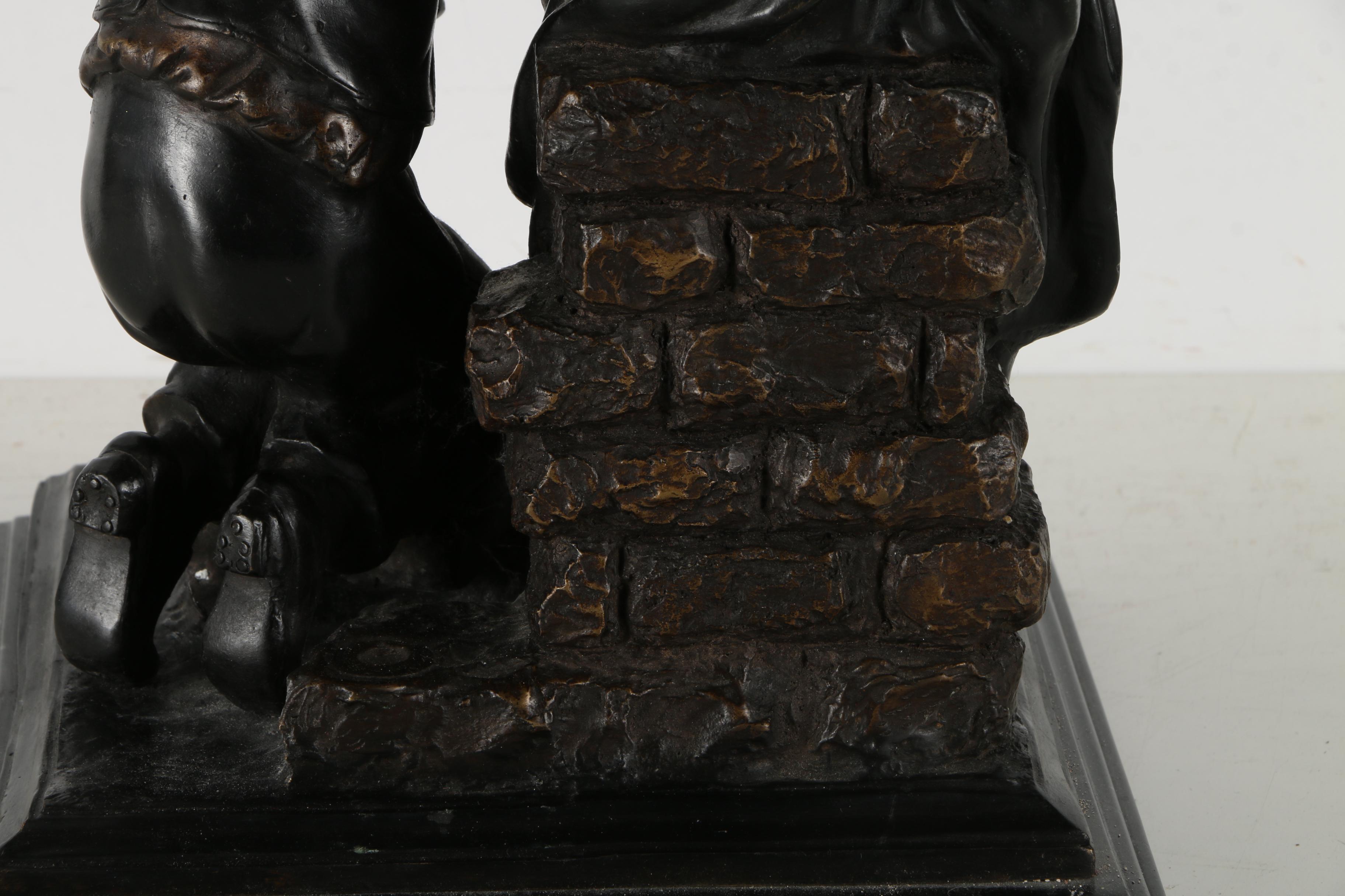 Brass Sculpture of a Woman and a Boy