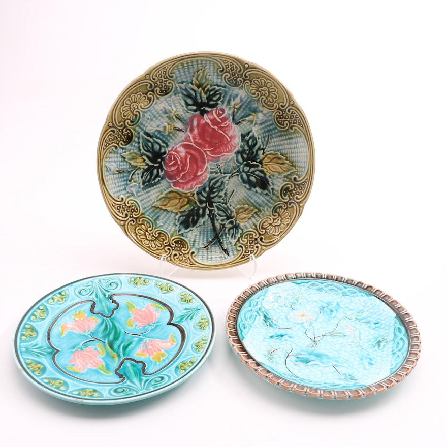 Three 19th-Century Majolica Plates