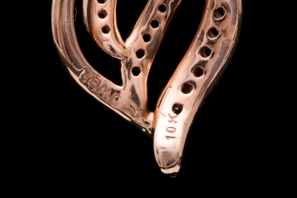 10K Rose Gold Tri-Color Diamond Pendant Necklace