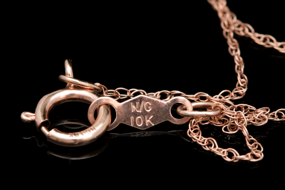 10K Rose Gold Tri-Color Diamond Pendant Necklace