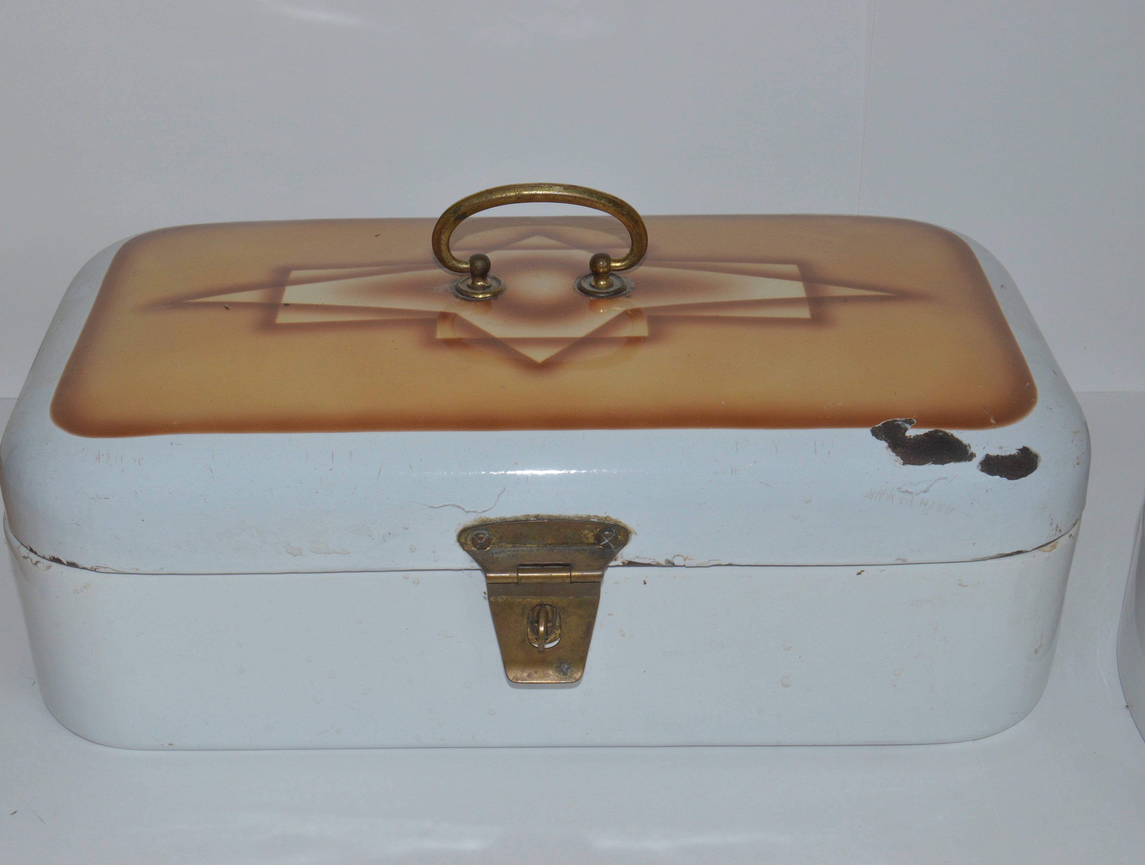 Pair of Vintage Enamel Bread Boxes