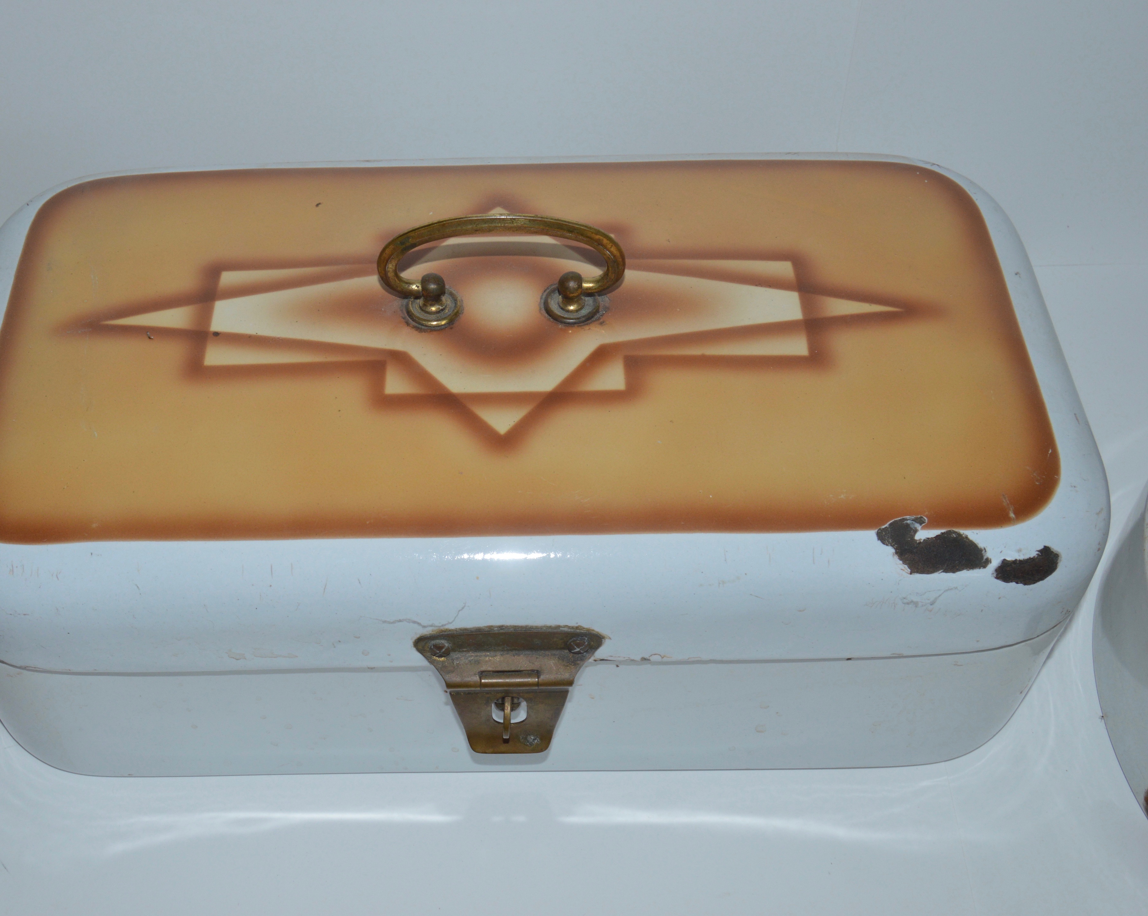 Pair of Vintage Enamel Bread Boxes