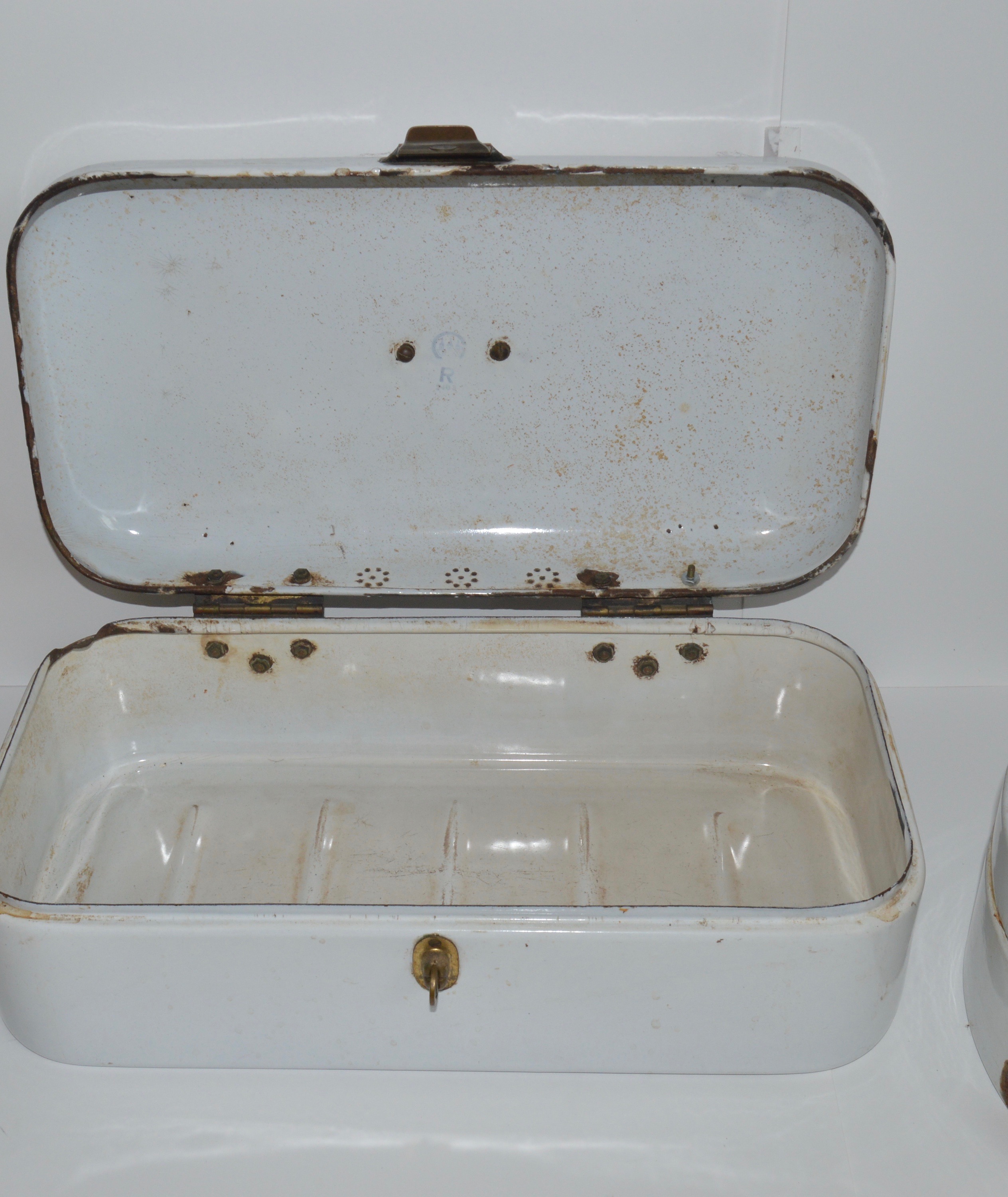 Pair of Vintage Enamel Bread Boxes