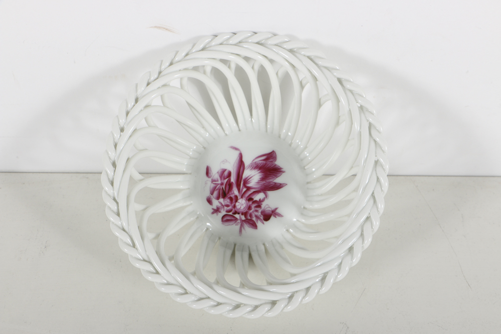 Three Herend Porcelain Open Weave and Lattice Bowls