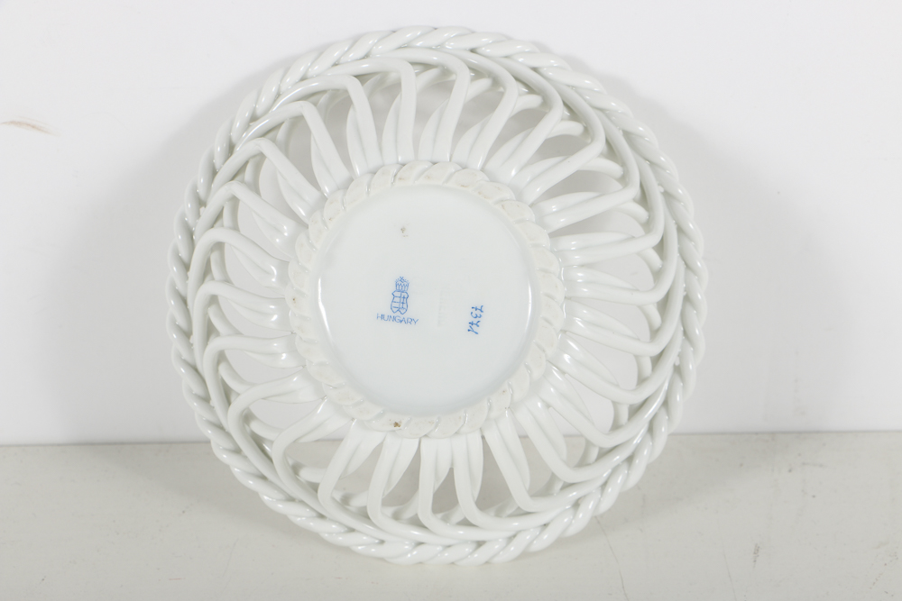 Three Herend Porcelain Open Weave and Lattice Bowls