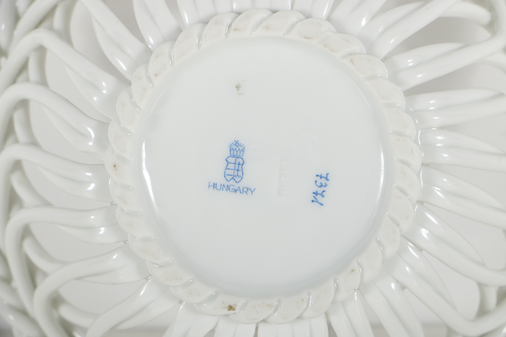 Three Herend Porcelain Open Weave and Lattice Bowls