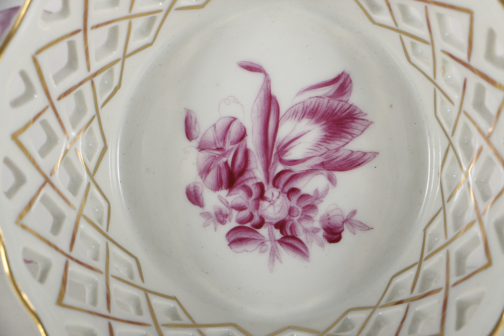 Three Herend Porcelain Open Weave and Lattice Bowls