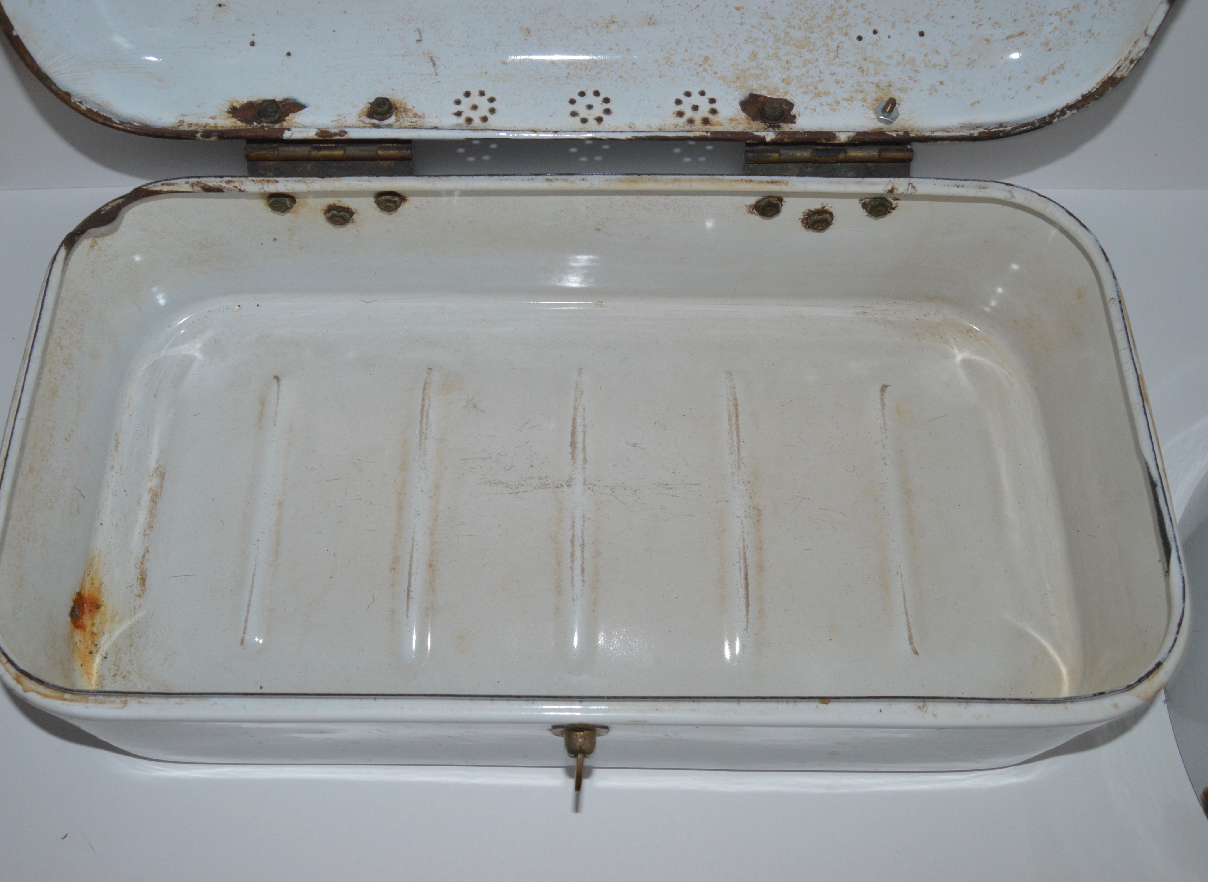 Pair of Vintage Enamel Bread Boxes