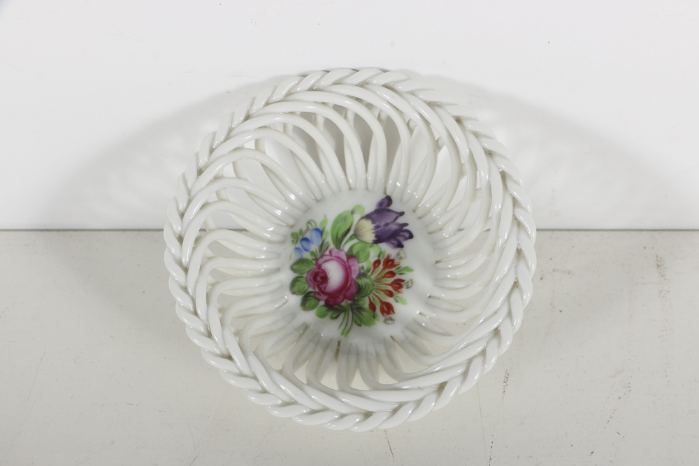 Three Herend Porcelain Open Weave and Lattice Bowls