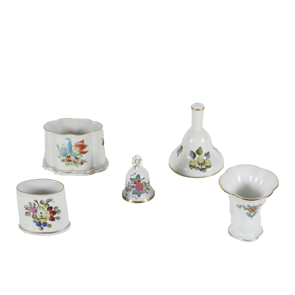 Herend Porcelain Small Vases, Bells and Urn