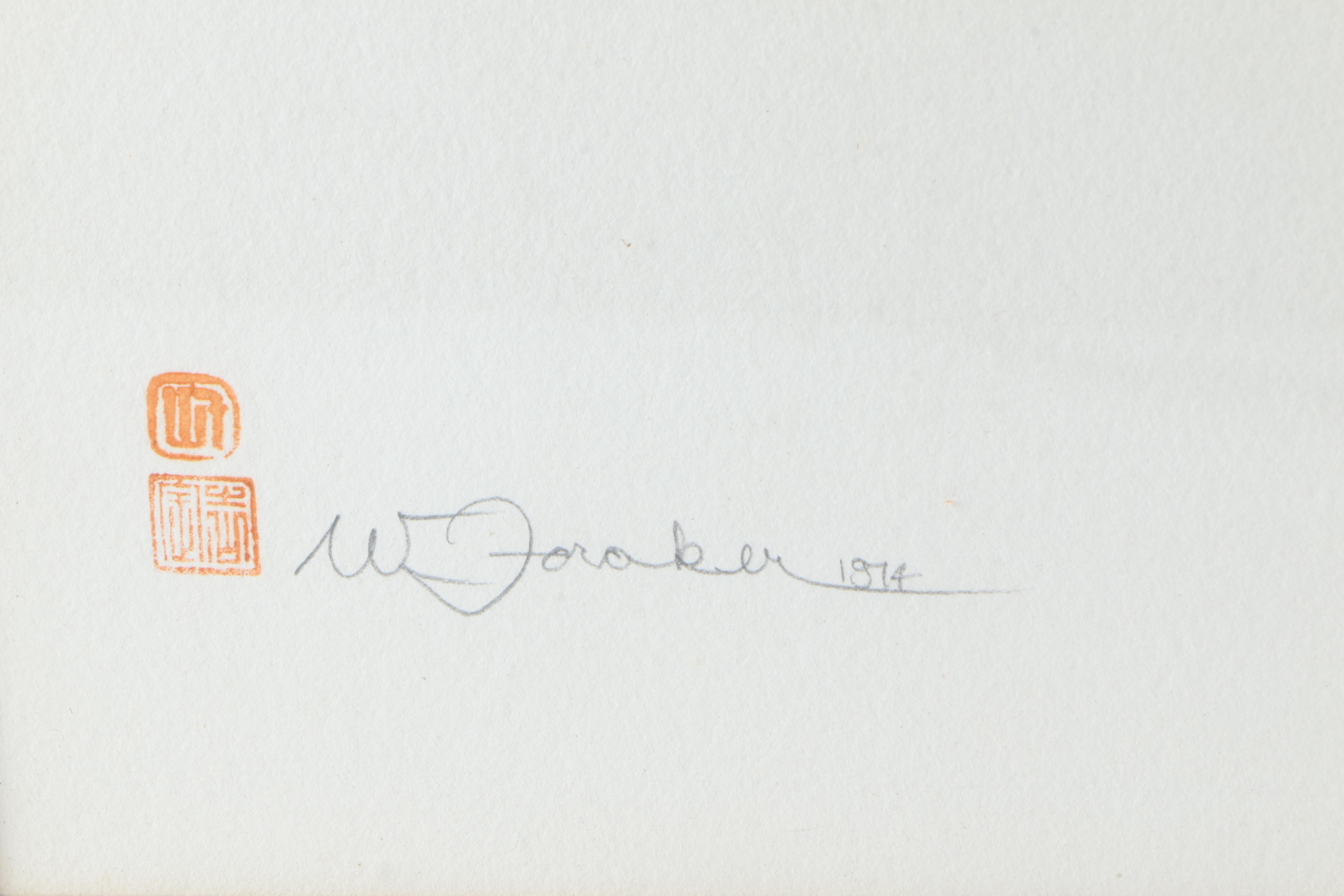 Watercolor and Gouache Painting on Paper of Snow Scene