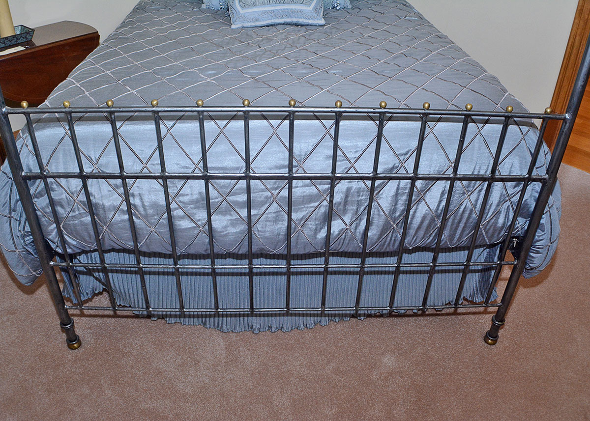 Louis XVI Inspired Queen Size Metal Bed Frame With Bedding