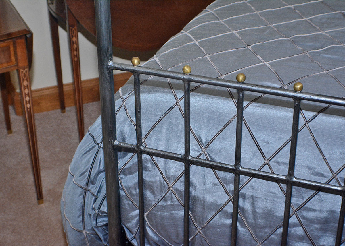 Louis XVI Inspired Queen Size Metal Bed Frame With Bedding