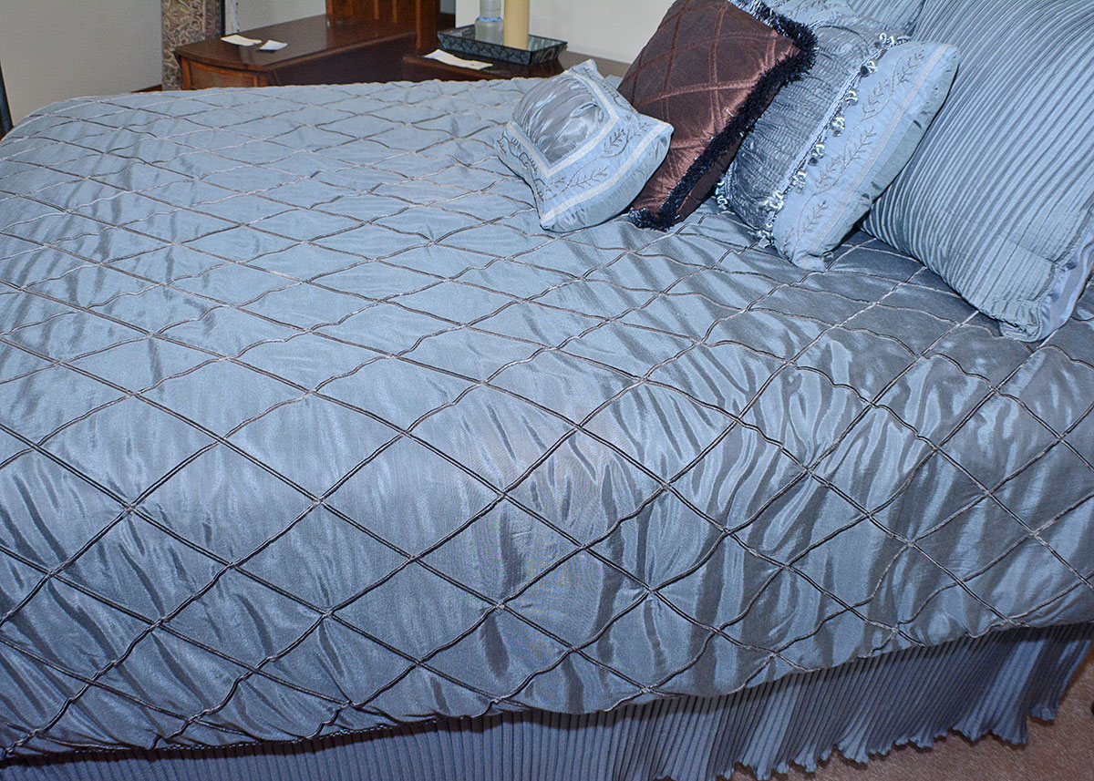 Louis XVI Inspired Queen Size Metal Bed Frame With Bedding