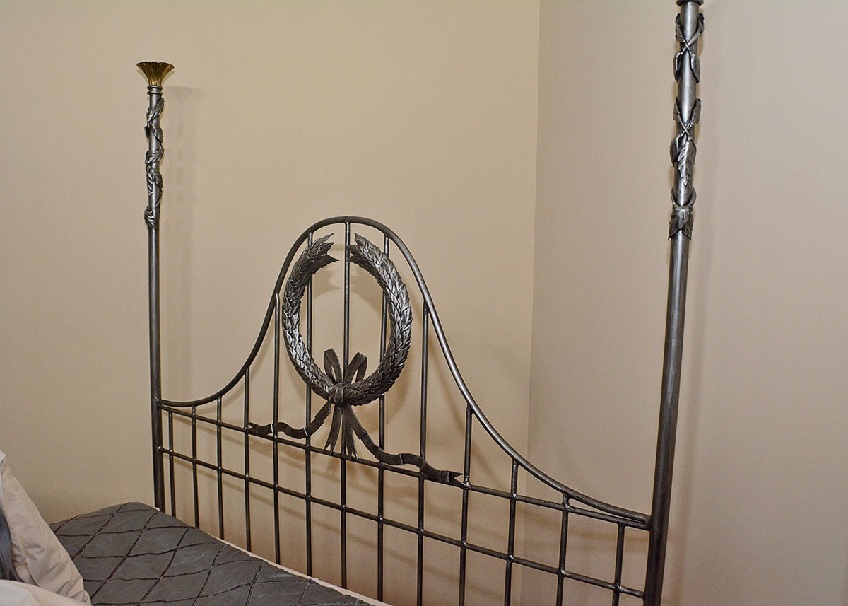 Louis XVI Inspired Queen Size Metal Bed Frame With Bedding