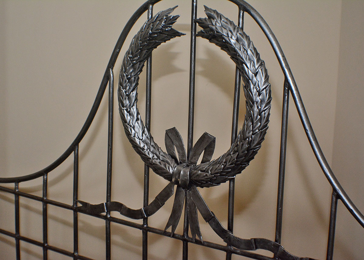 Louis XVI Inspired Queen Size Metal Bed Frame With Bedding