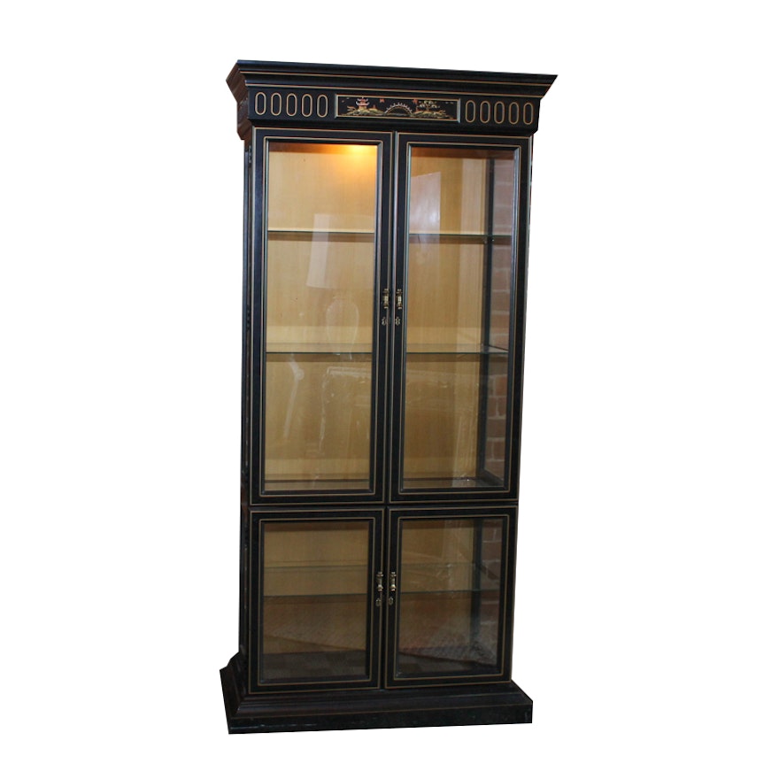 Chinese Lacquered Lighted Curio