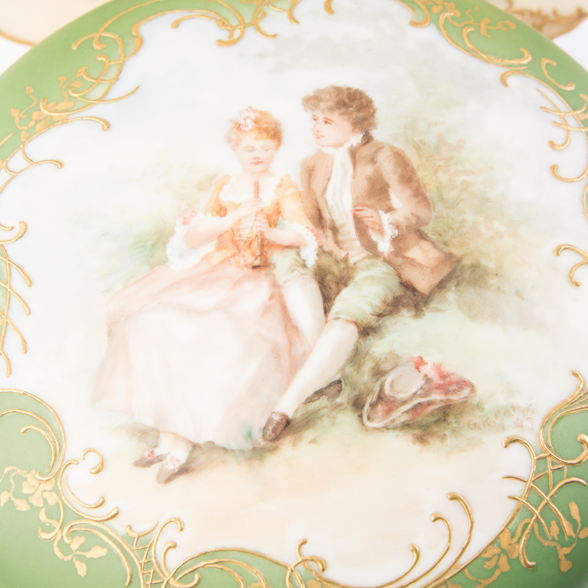 Antique Limoges Elite Box and Ambrosius Lamm Dresden Plate