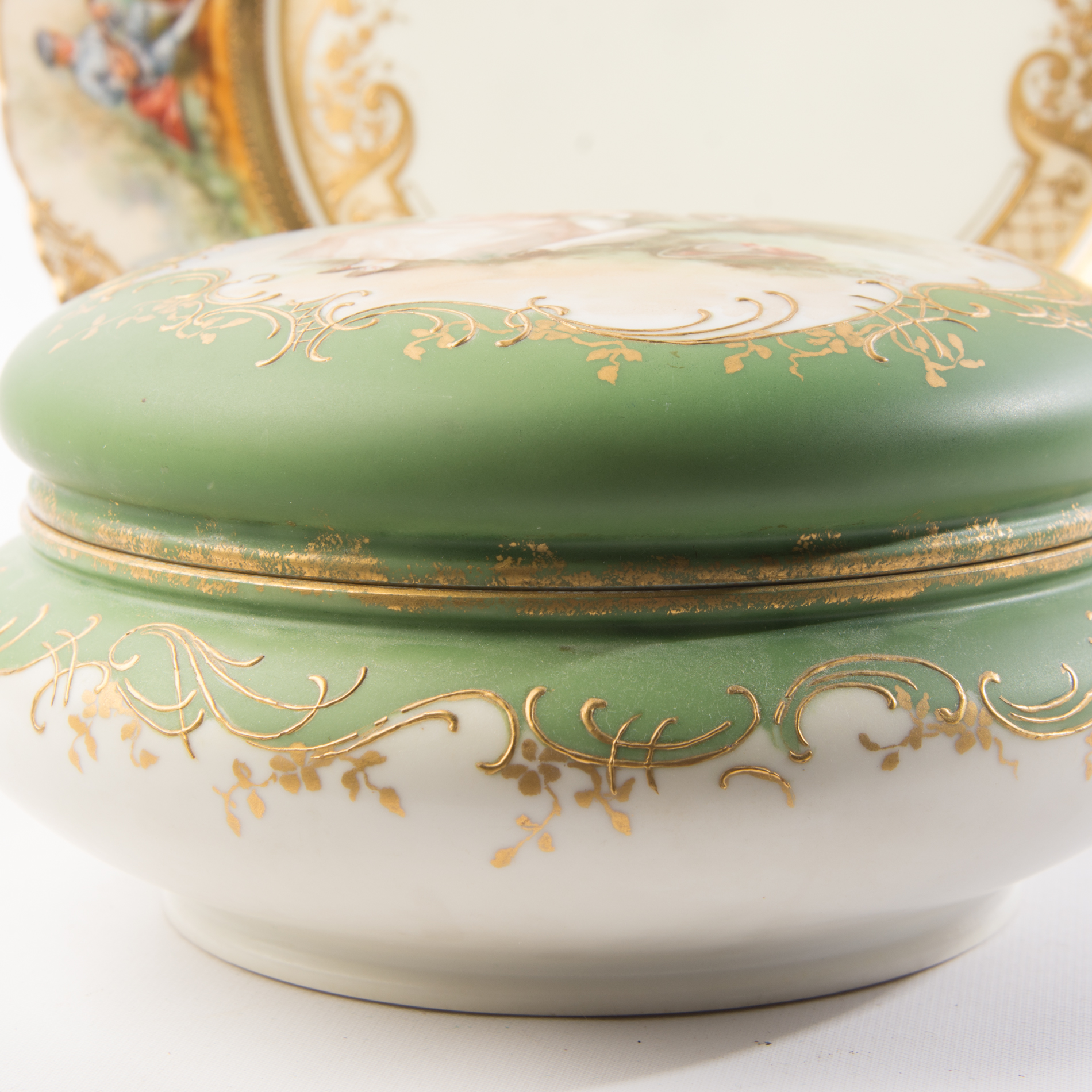 Antique Limoges Elite Box and Ambrosius Lamm Dresden Plate