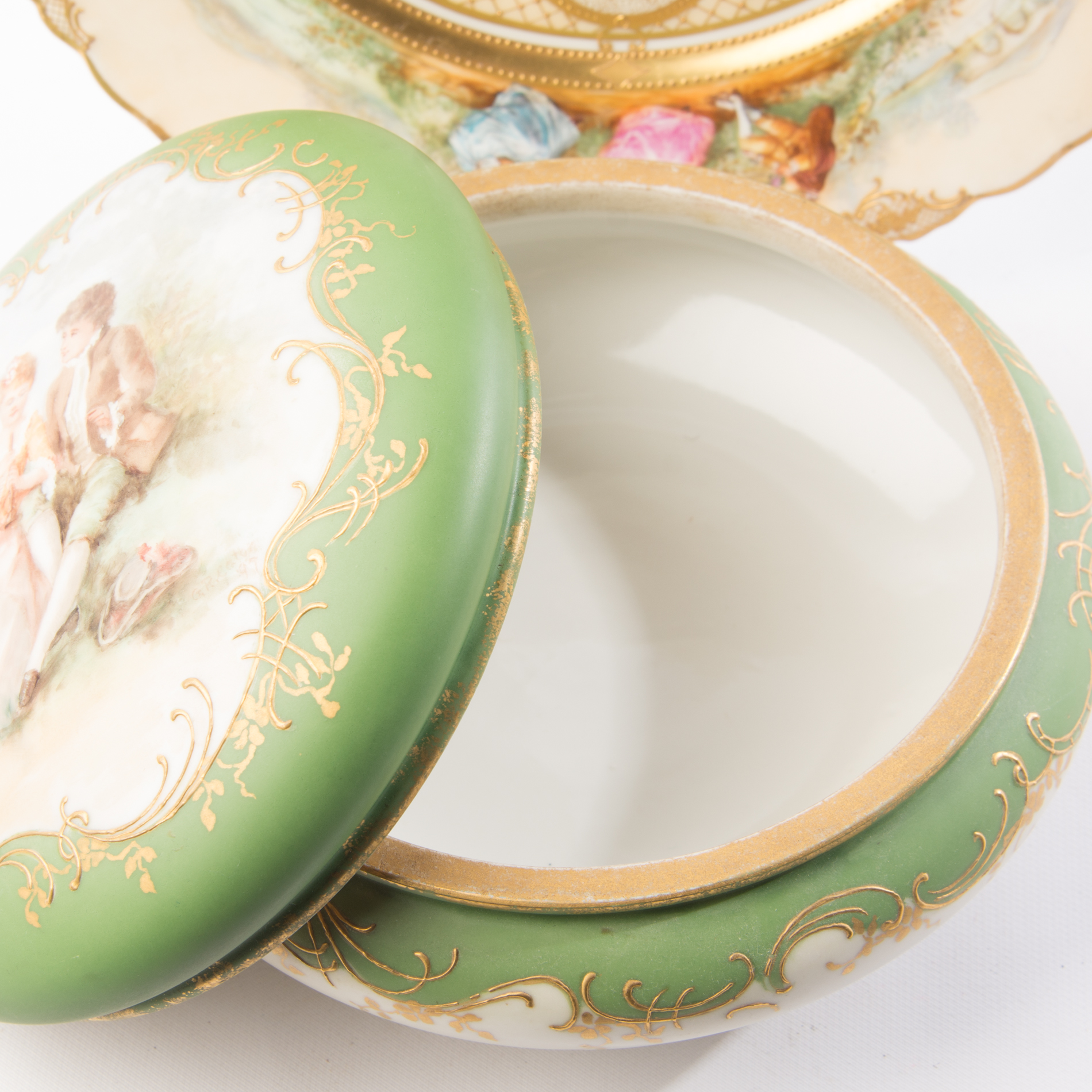 Antique Limoges Elite Box and Ambrosius Lamm Dresden Plate