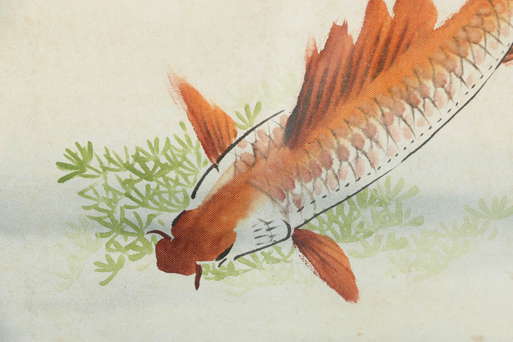 East Asian Style Watercolor Paintings of Koi Fish