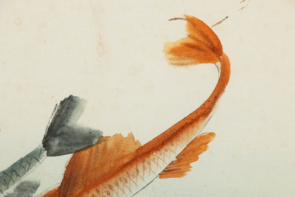 East Asian Style Watercolor Paintings of Koi Fish