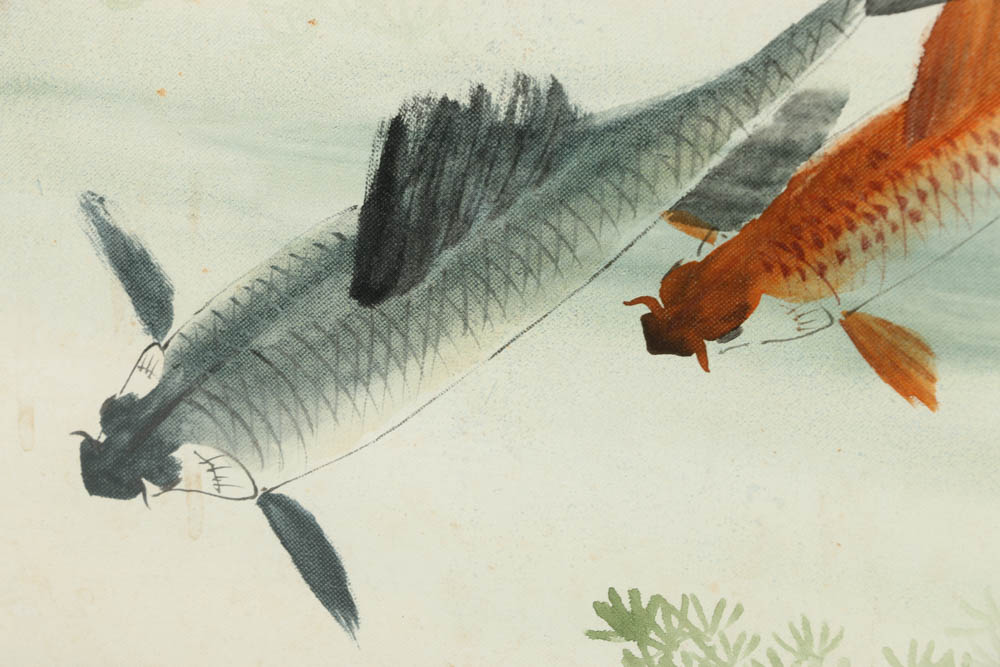 East Asian Style Watercolor Paintings of Koi Fish