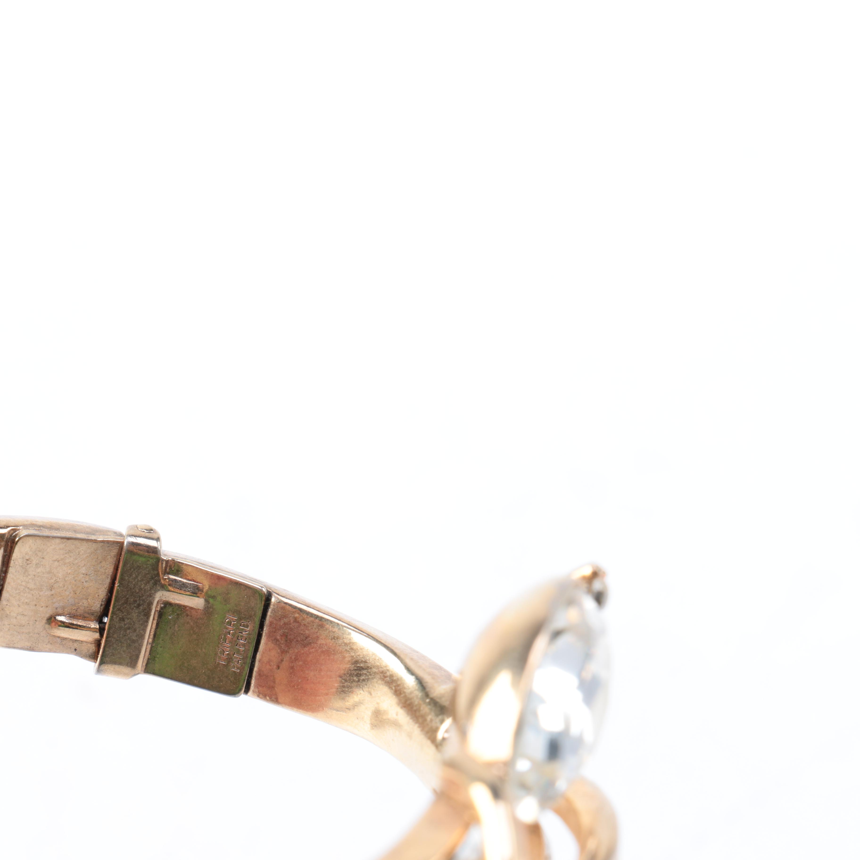 Vintage Trifari Bangle and Demi Parure With Aurora Borealis Rhinestones