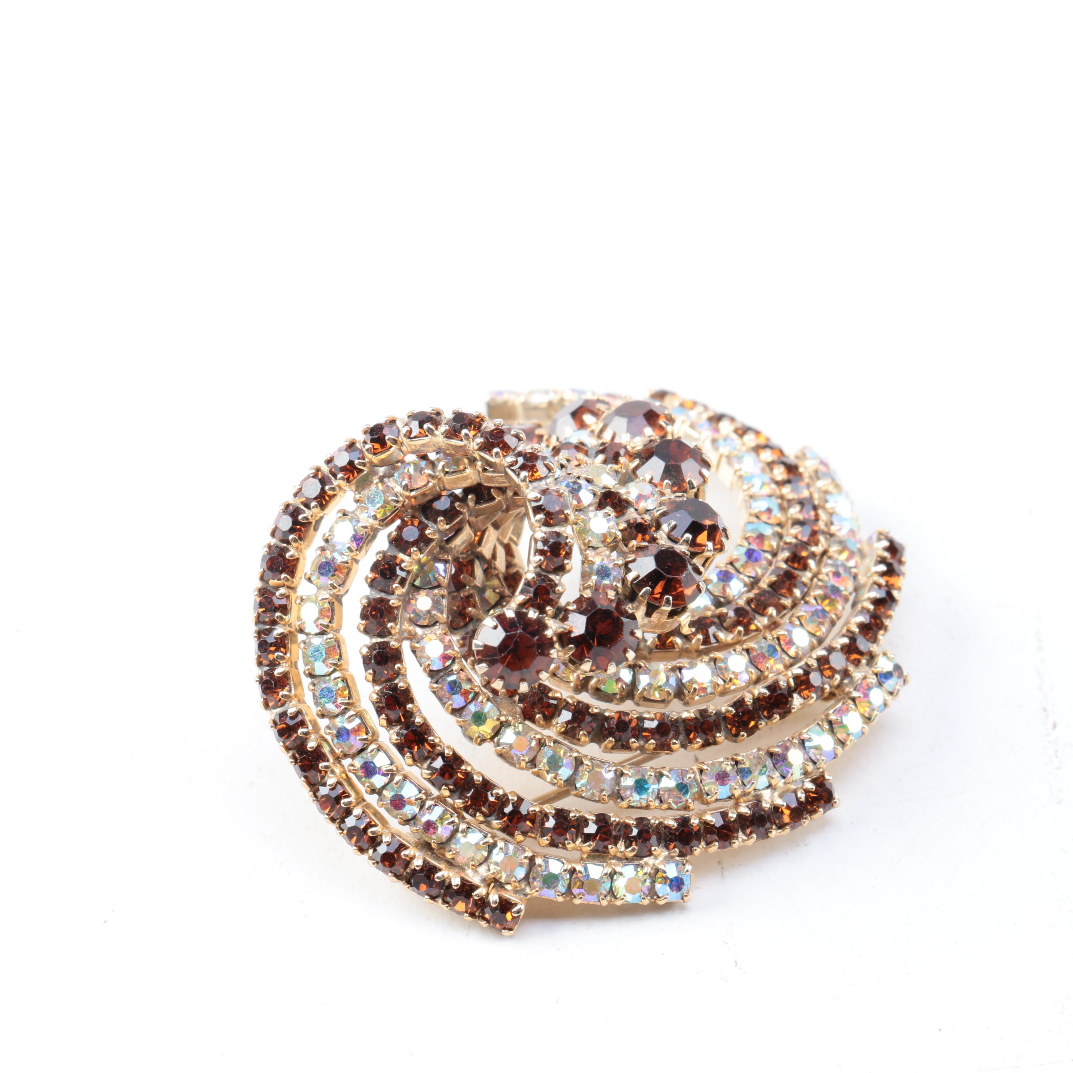 Vintage Trifari Bangle and Demi Parure With Aurora Borealis Rhinestones