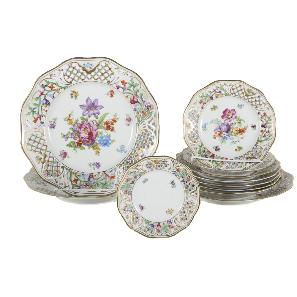 Eleven Assorted  Shumann Bavarian  Plates, "Chateau Dresden"