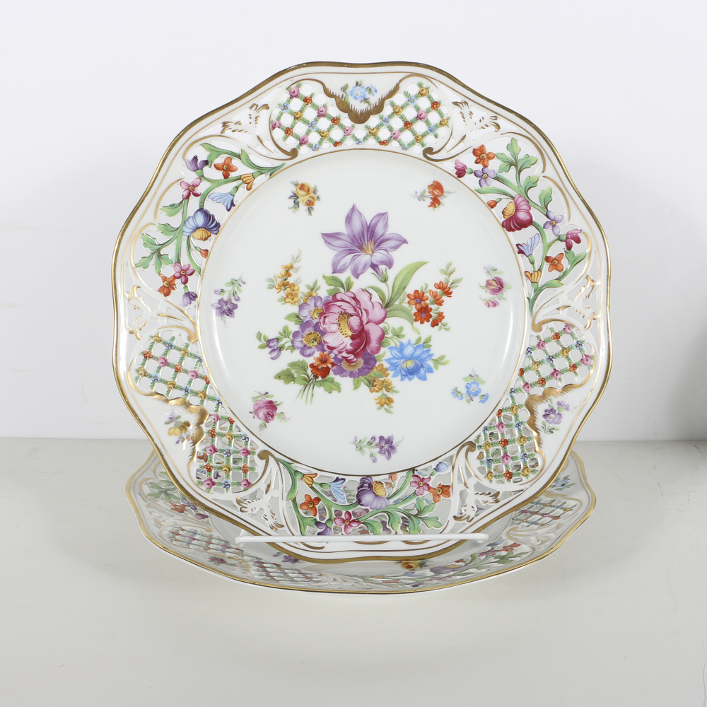 Eleven Assorted  Shumann Bavarian  Plates, "Chateau Dresden"