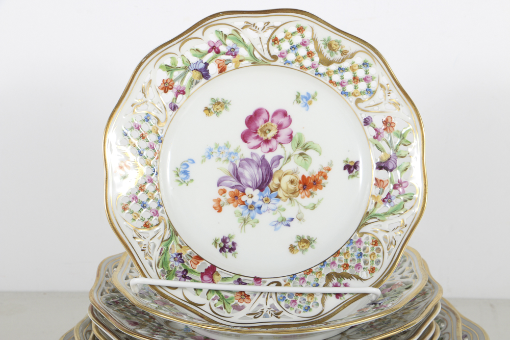 Eleven Assorted  Shumann Bavarian  Plates, "Chateau Dresden"
