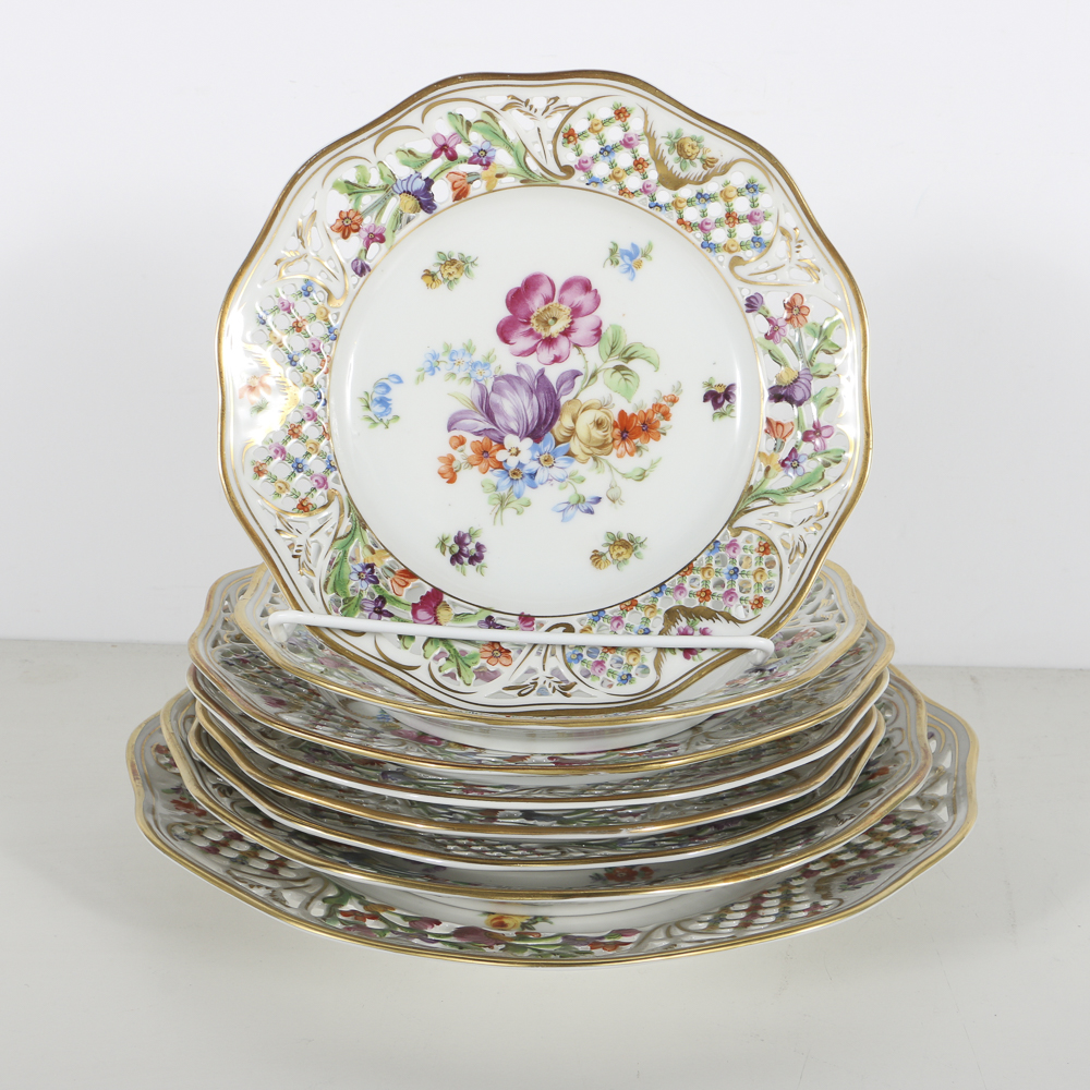 Eleven Assorted  Shumann Bavarian  Plates, "Chateau Dresden"