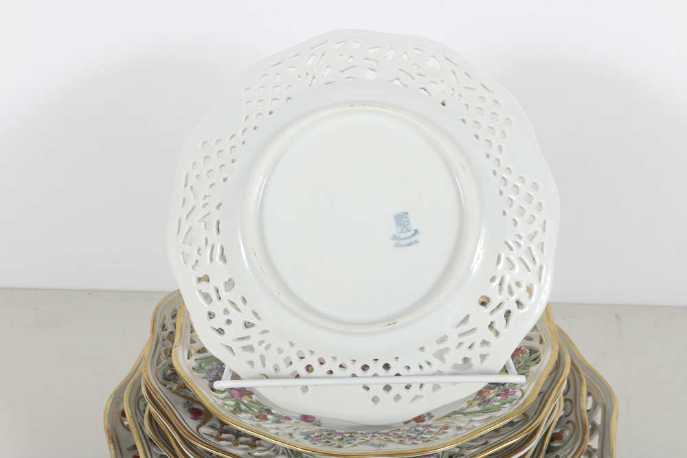 Eleven Assorted  Shumann Bavarian  Plates, "Chateau Dresden"