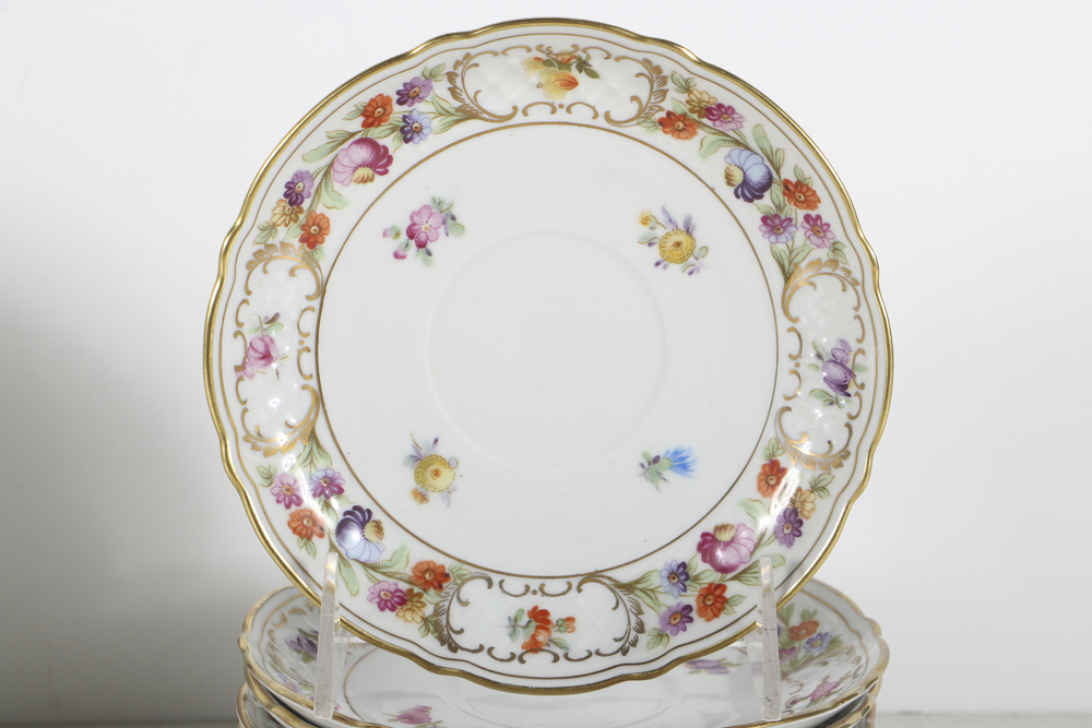 Schuman Bavarian Porcelain "Empress Dresden Flowers" Tea Cups