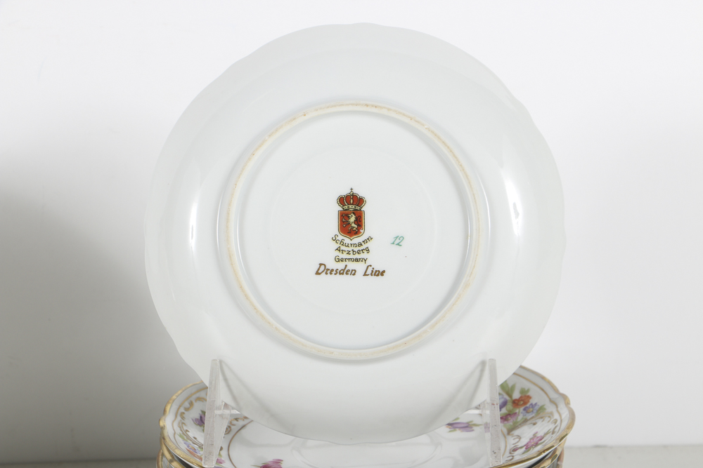 Schuman Bavarian Porcelain "Empress Dresden Flowers" Tea Cups