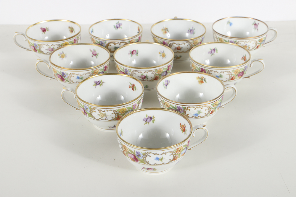 Schuman Bavarian Porcelain "Empress Dresden Flowers" Tea Cups