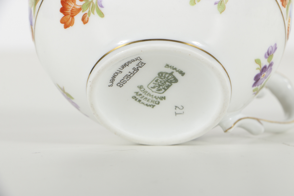 Schuman Bavarian Porcelain "Empress Dresden Flowers" Tea Cups