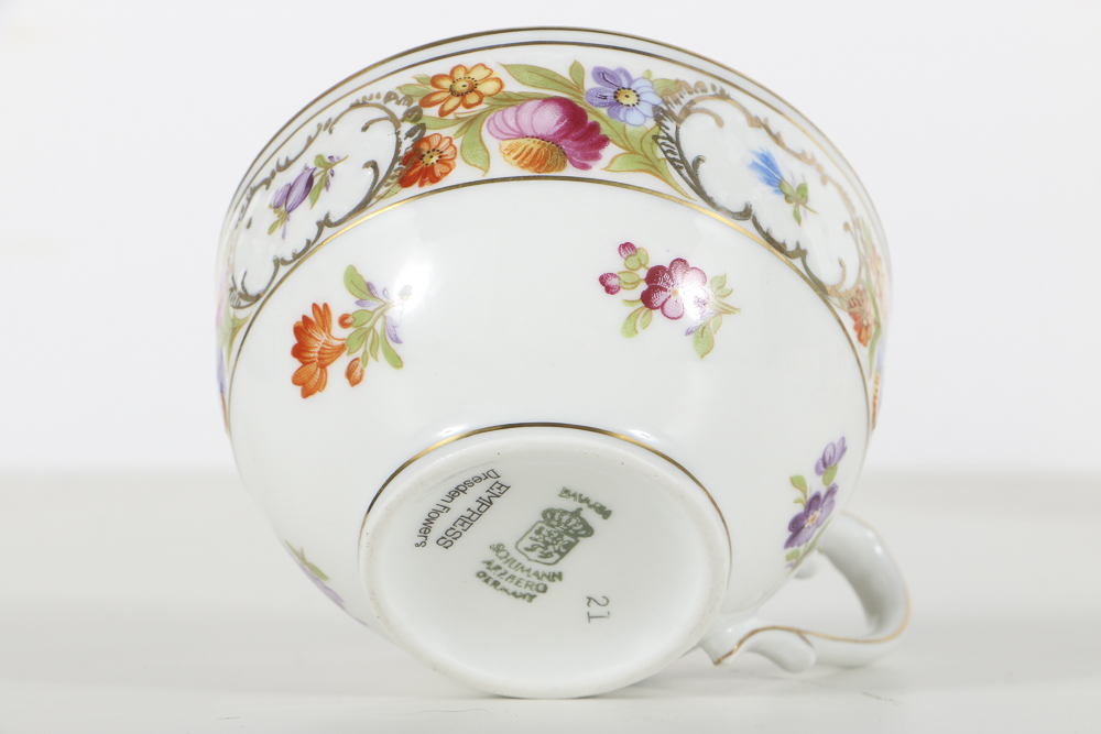 Schuman Bavarian Porcelain "Empress Dresden Flowers" Tea Cups