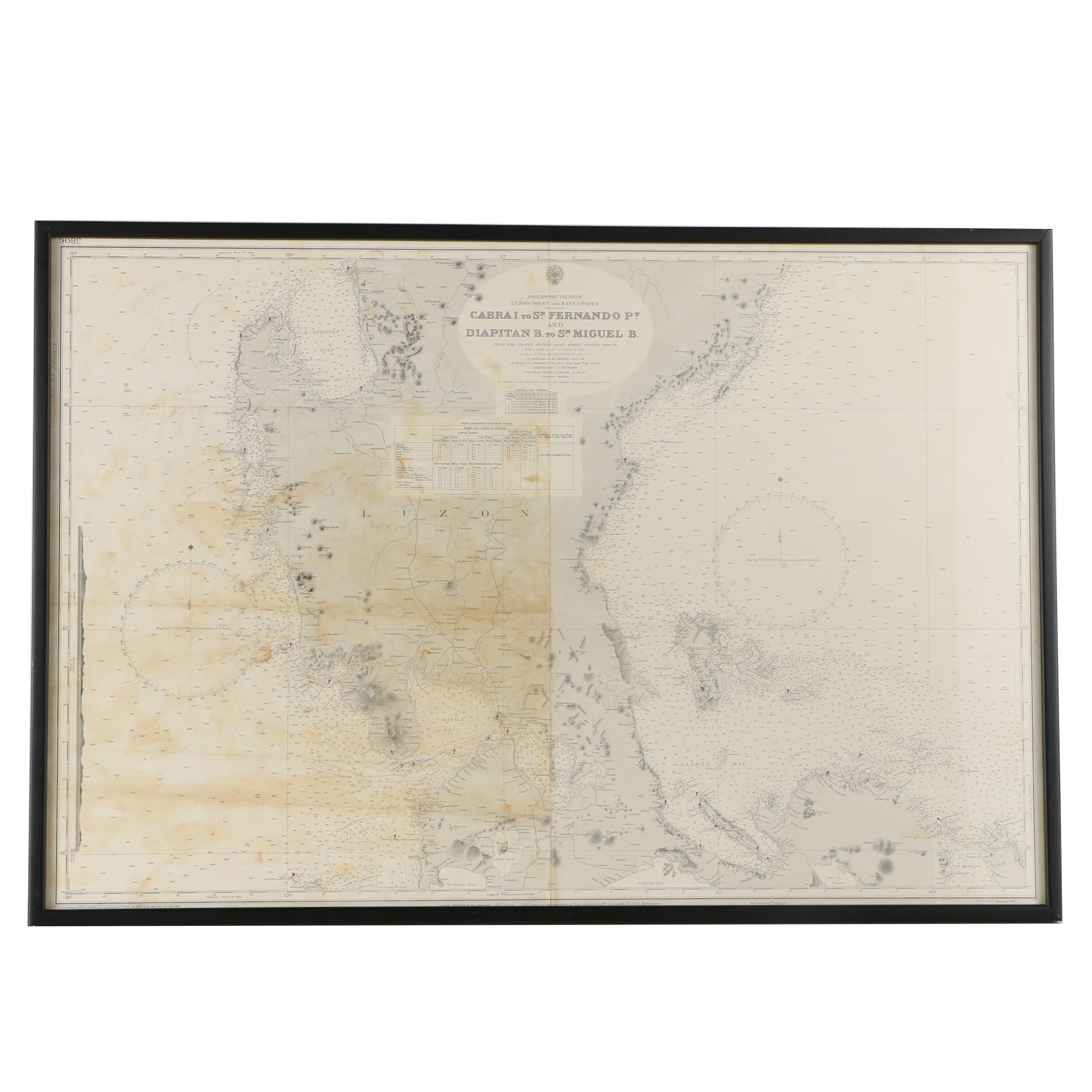 Vintage Lithograph Map of Luzon in The Philippines
