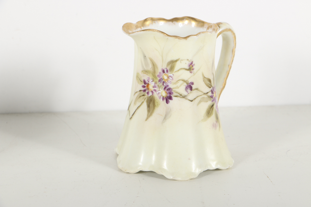 Assorted Demitasse Cups, Saucers and Haviland Creamer and Sugar