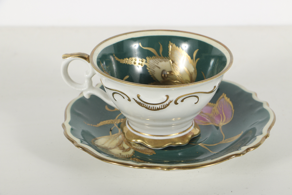 Assorted Demitasse Cups, Saucers and Haviland Creamer and Sugar