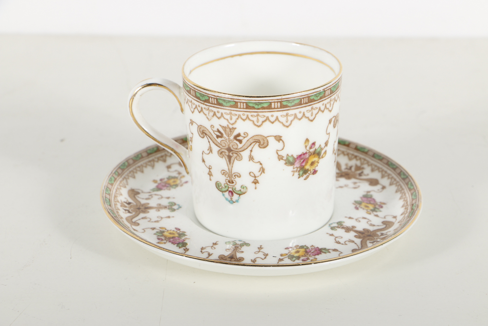 Assorted Demitasse Cups, Saucers and Haviland Creamer and Sugar