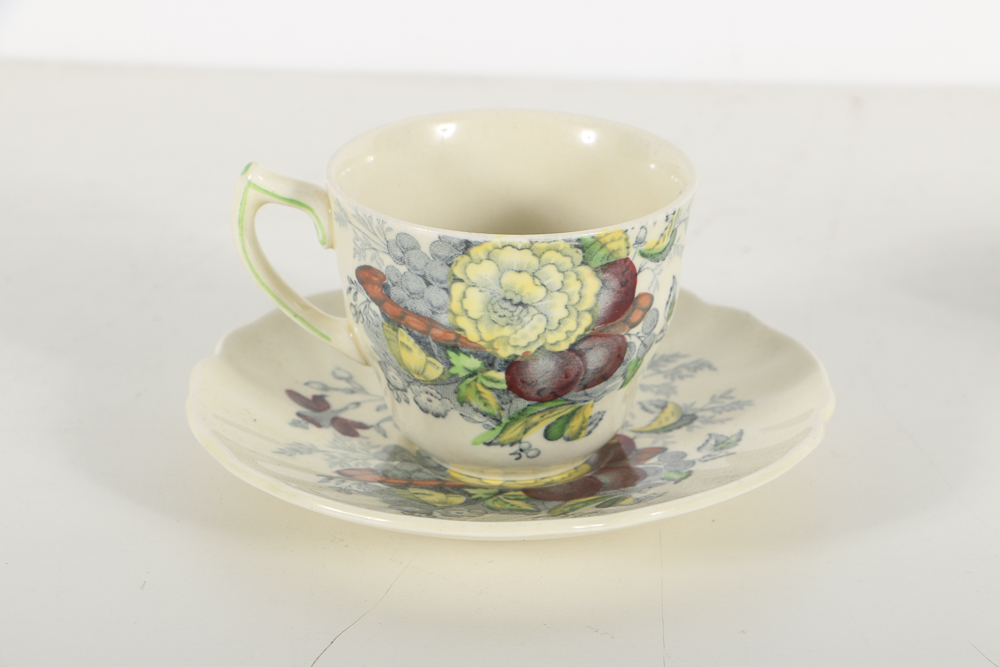 Assorted Demitasse Cups, Saucers and Haviland Creamer and Sugar