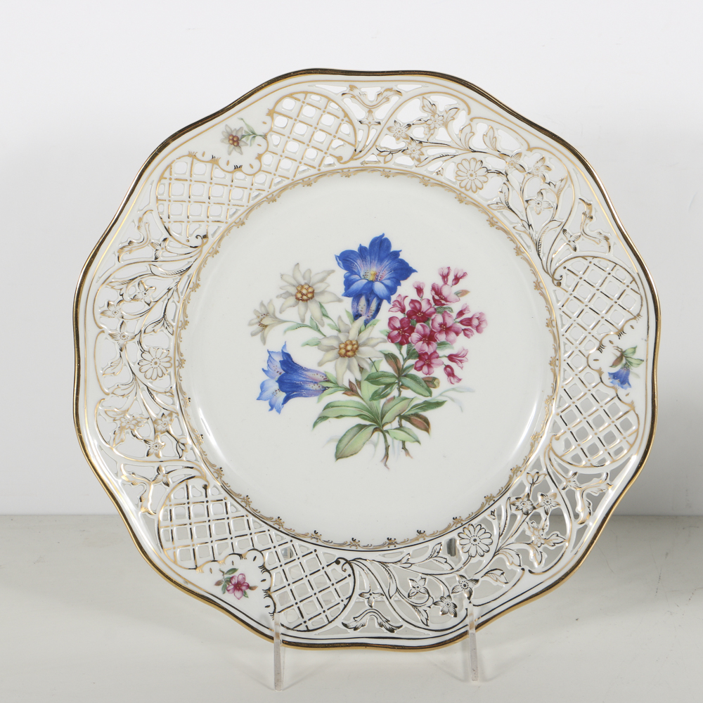 Schuman Bavarian Porcelain "Alpine Flowers"  Compote