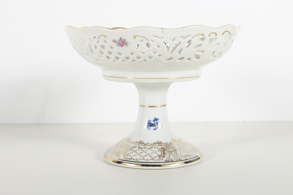 Schuman Bavarian Porcelain "Alpine Flowers"  Compote