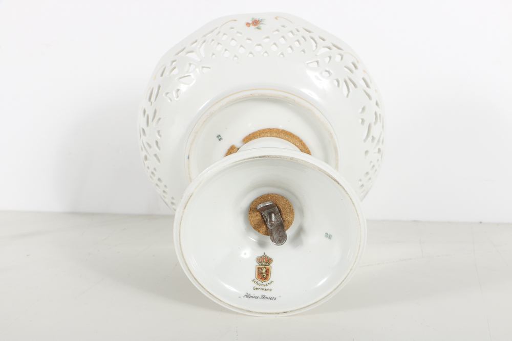 Schuman Bavarian Porcelain "Alpine Flowers"  Compote