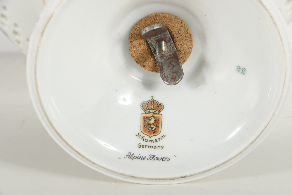 Schuman Bavarian Porcelain "Alpine Flowers"  Compote