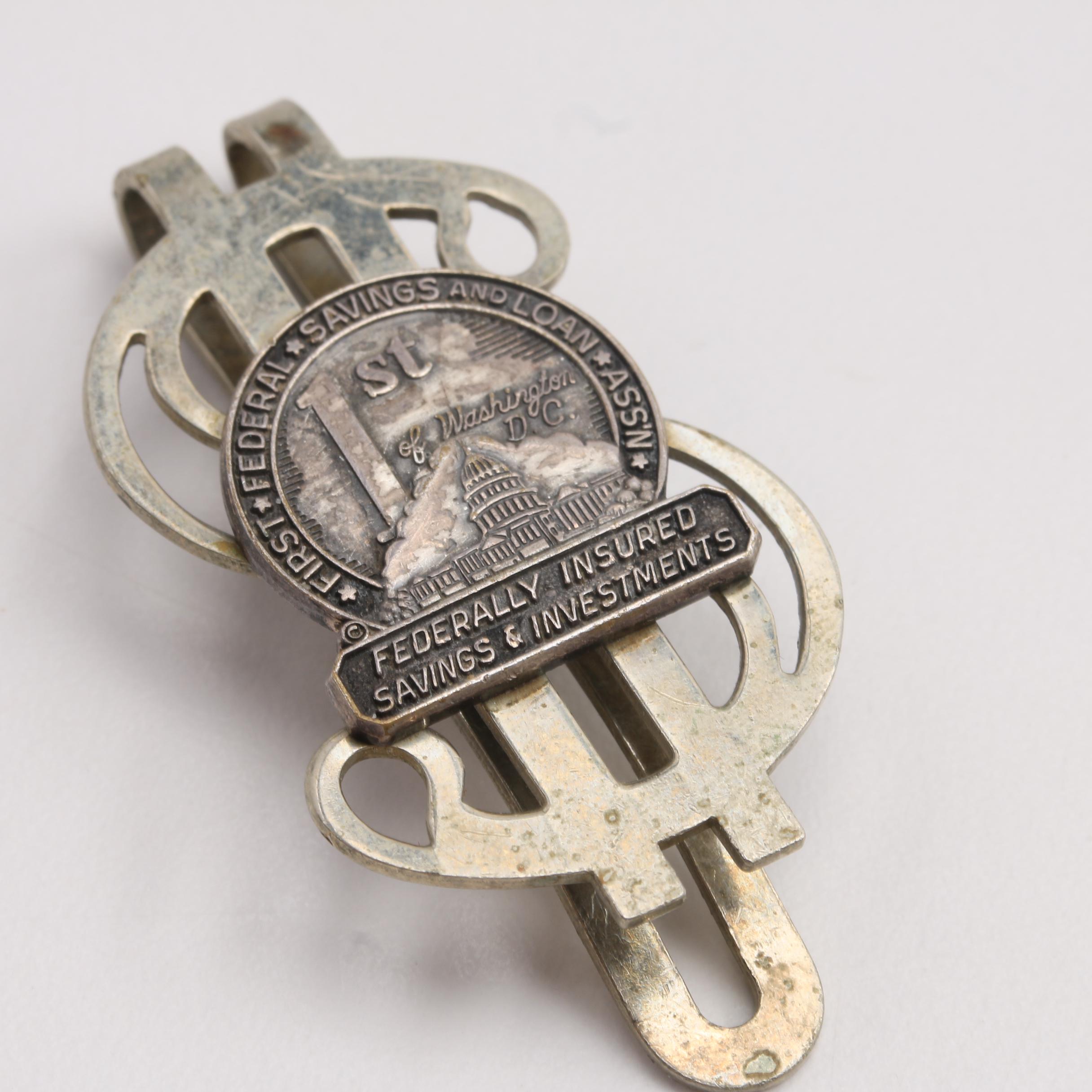 Sterling Silver Belt Buckle And Vintage Money Clip