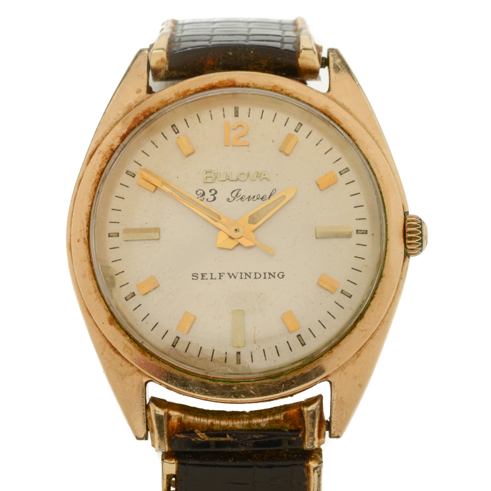 1970s Bulova Self-Winding Watch With Speidel Calendar Watchband